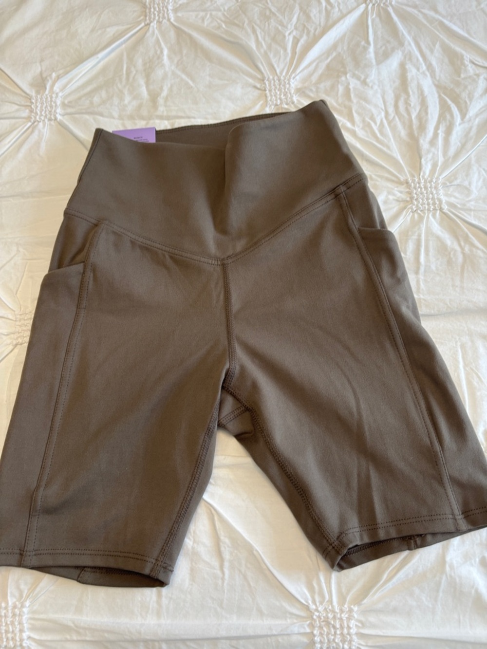 Danskin High-Rise Bike Shorts in Chocolate Brown